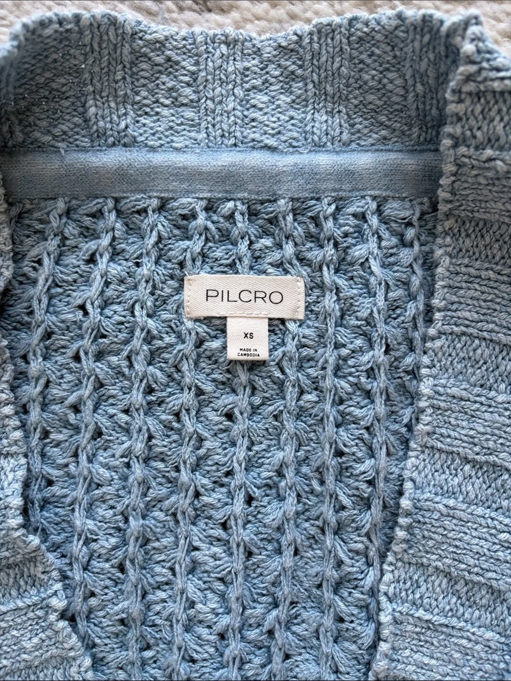 Anthropologie | Pilcro Oversized Distressed Sweater Vest Blue NWT XS